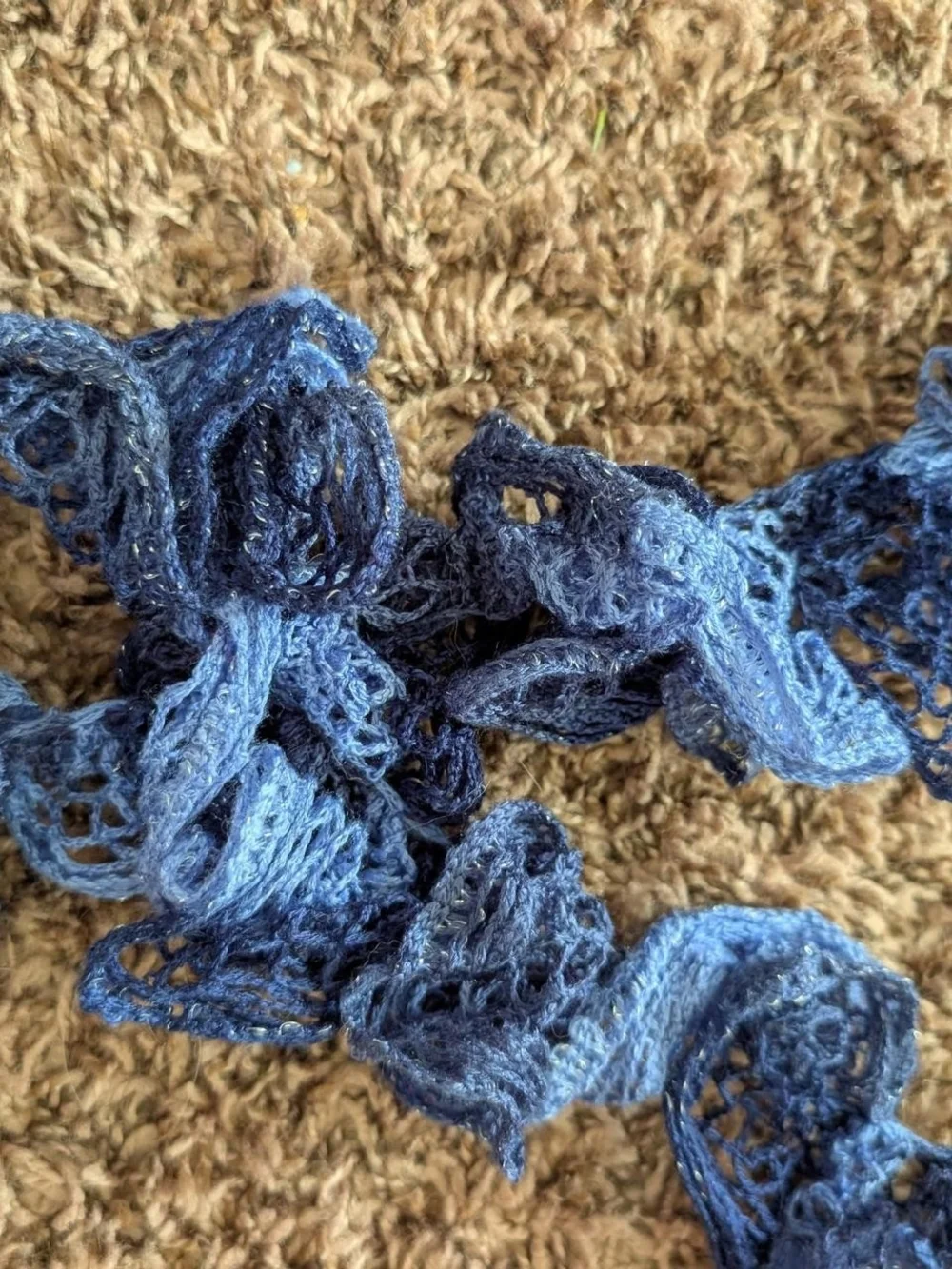 Women’s Y2K Blue Navy Ruffle Scarf